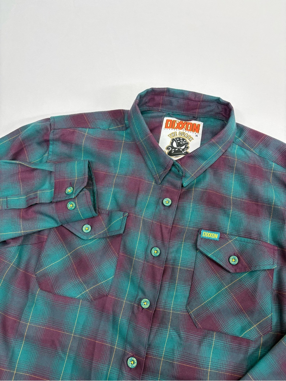 DIXXON Teal and Purple Plaid Casual Button-Down Shirt